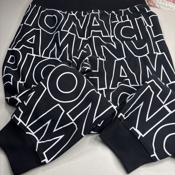 Champion Reverse Weave AOP Mens XL Black White Script Logo Joggers Sweatpants - Picture 1 of 12